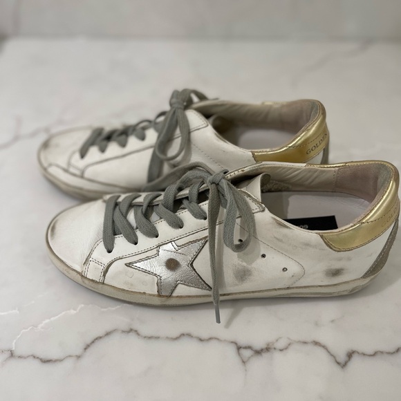 Golden Goose Super Star Leather Sneakers. Distressed, Size 37 - Picture 4 of 10